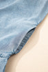 Charming Bow Tie Neck Sleeveless Ruffled Hem Chambray Mini Dress